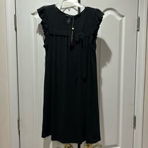Faith Passion L large black babydoll dress nwt poly rayon spandex short sleeve